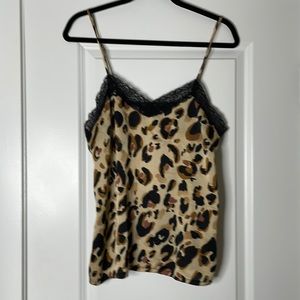 Cheetah print and lace silk cami